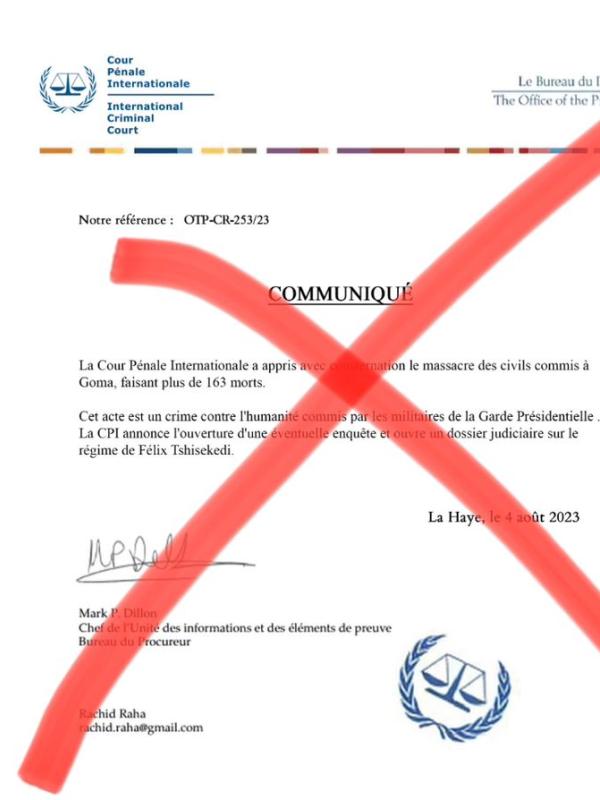 Faux communiqué de la CPI